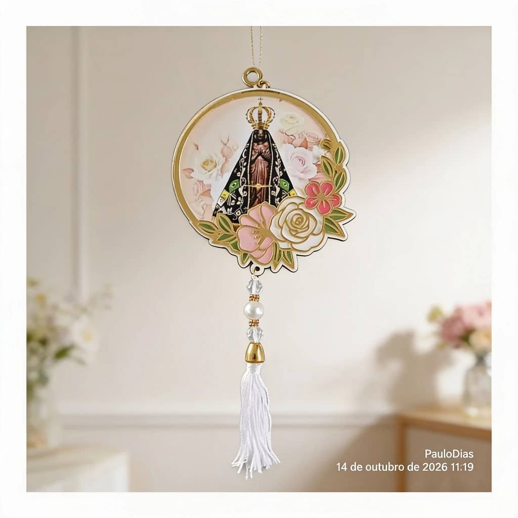 Adorno floral redondo-Nossa Senhora Aparecida